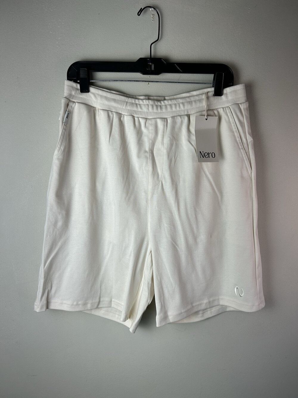 New Nero 7" Active Liner Shorts Mens Size Large Ivory White Soft Cotton Wool